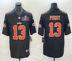 Nike San Francisco 49ers #13 Brock Purdy Black fashion With 2024 Super Bowl (LVIII ) patch Jersey