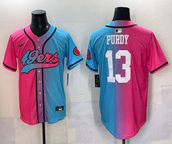Nike San Francisco 49ers #13 Brock Purdy Pink and Blue Joint MLB Jersey