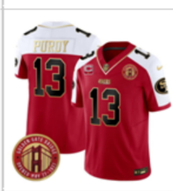 Nike San Francisco 49ers #13 Brock Purdy Red Thanksgiving F.U.S.E with patch NCAA jersey