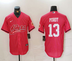 Nike San Francisco 49ers #13 Brock Purdy Red stripe Joint Authentic Stitched baseball jersey