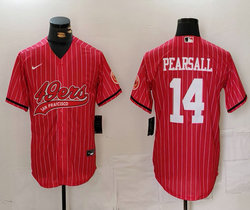 Nike San Francisco 49ers #14 Ricky Pearsall Red stripe Joint Authentic Stitched baseball jersey
