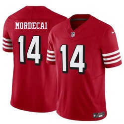 Nike San Francisco 49ers #14 Tanner Mordecai Red Throwback Authentic Stitched NFL Jersey