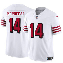 Nike San Francisco 49ers #14 Tanner Mordecai White Throwback Authentic Stitched NFL Jersey