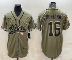 Nike San Francisco 49ers #16 Joe Montana 2022 Salute To Service Joint Authentic Stitched baseball jersey