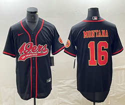 Nike San Francisco 49ers #16 Joe Montana Black fashion Joint adults Authentic Stitched baseball jersey