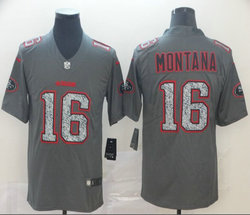 Nike San Francisco 49ers #16 Joe Montana Gray Fashion Static Authentic Stitched NFL Jersey