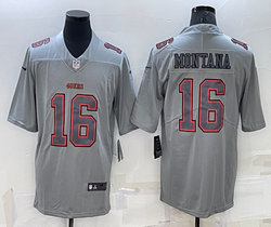 Nike San Francisco 49ers #16 Joe Montana Grey Atmosphere Fashion Authentic Stitched NFL Jersey