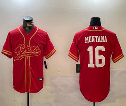 Nike San Francisco 49ers #16 Joe Montana Red Joint 2024 Authentic Stitched baseball jersey