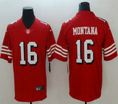 Nike San Francisco 49ers #16 Joe Montana Red New Vapor Untouchable Limited Authentic Stitched NFL Jersey