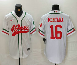 Nike San Francisco 49ers #16 Joe Montana White 2024 Joint Authentic Stitched baseball jersey