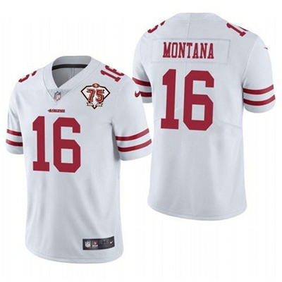 Nike San Francisco 49ers #16 Joe Montana White Vapor Untouchable 75th anniversary Authentic Stitched NFL Jersey