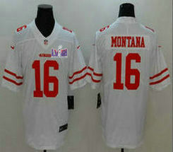 Nike San Francisco 49ers #16 Joe Montana White With 2024 Super Bowl (LVIII ) patch Jersey