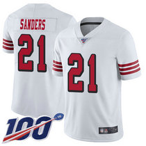 Nike San Francisco 49ers #21 Deion Sanders 100th Season White Vapor Untouchable Authentic Stitched NFL Jersey