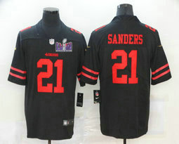 Nike San Francisco 49ers #21 Deion Sanders Black With 2024 Super Bowl (LVIII ) patch Jersey