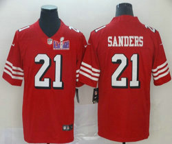 Nike San Francisco 49ers #21 Deion Sanders Red have the black outline  With 2024 Super Bowl (LVIII ) patch Jersey