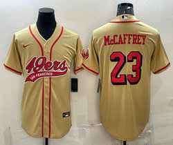 Nike San Francisco 49ers #23 Christian McCaffrey Gold Joint Authentic Stitched baseball jersey