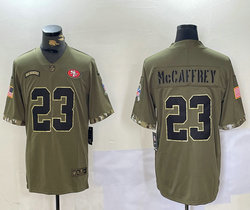 Nike San Francisco 49ers #23 Christian McCaffrey Olive 2022 Salute To Service Limited Stitched Jersey