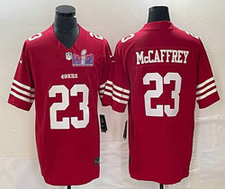 Nike San Francisco 49ers #23 Christian McCaffrey Red 2023 F.U.S.E With 2024 Super Bowl (LVIII ) patch Jersey