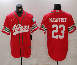 Nike San Francisco 49ers #23 Christian McCaffrey Red Joint 2024 Authentic Stitched baseball jersey