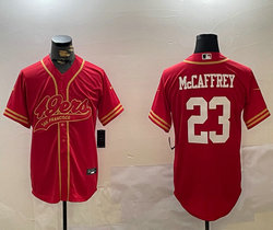 Nike San Francisco 49ers #23 Christian McCaffrey Red Joint 2024 Authentic Stitched baseball jersey