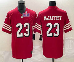 Nike San Francisco 49ers #23 Christian McCaffrey Red have black outline 2023 F.U.S.E. With 2024 Super Bowl (LVIII ) patch Jersey