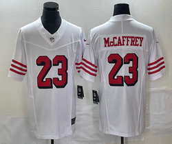 Nike San Francisco 49ers #23 Christian McCaffrey White 2023 F.U.S.E black outline NFL Jersey