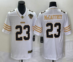 Nike San Francisco 49ers #23 Christian McCaffrey White Gold 75th anniversary Authentic Stitched NFL Jersey