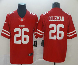 Nike San Francisco 49ers #26 Tevin Coleman Red Vapor Untouchable With Team Patch Authentic Stitched NFL Jersey