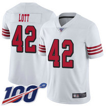Nike San Francisco 49ers #42 Ronnie Lott 100th Season White Vapor Untouchable Authentic Stitched NFL Jersey