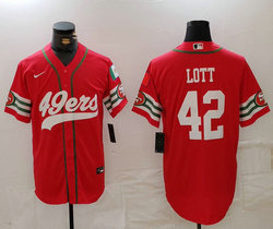 Nike San Francisco 49ers #42 Ronnie Lott Red Joint 2024 Authentic Stitched baseball jersey