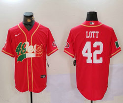 Nike San Francisco 49ers #42 Ronnie Lott Red Mexico 2(II) Joint Authentic Stitched baseball jersey