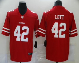 Nike San Francisco 49ers #42 Ronnie Lott Red Vapor Untouchable With Team Patch Authentic Stitched NFL Jersey