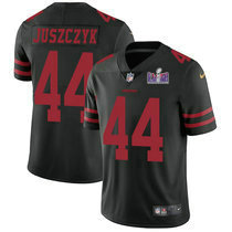 Nike San Francisco 49ers #44 Kyle Juszczyk Black With 2024 Super Bowl (LVIII ) patch Jersey