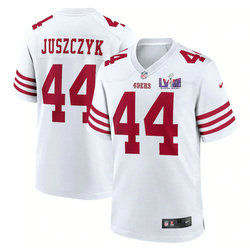 Nike San Francisco 49ers #44 Kyle Juszczyk White With 2024 Super Bowl (LVIII ) patch Jersey