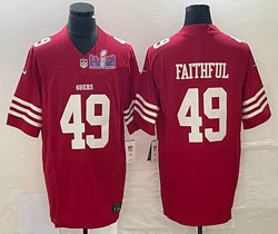 Nike San Francisco 49ers #49 The Faithful Red 2023 F.U.S.E. With 2024 Super Bowl (LVIII ) patch Jersey