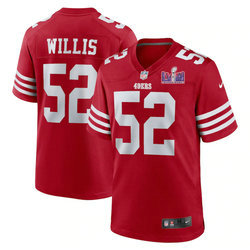 Nike San Francisco 49ers #52 Patrick Willis Red With 2024 Super Bowl (LVIII ) patch Jersey