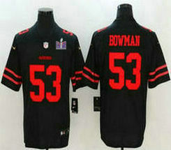Nike San Francisco 49ers #53 NaVorro Bowman Black With 2024 Super Bowl (LVIII ) patch Jersey