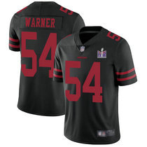 Nike San Francisco 49ers #54 Fred Warner Black With 2024 Super Bowl (LVIII ) patch Jersey