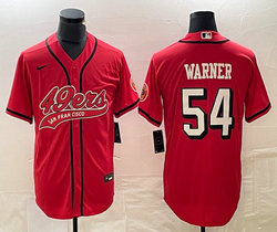 Nike San Francisco 49ers #54 Fred Warner Red Adults black outline Stitched baseball Jersey