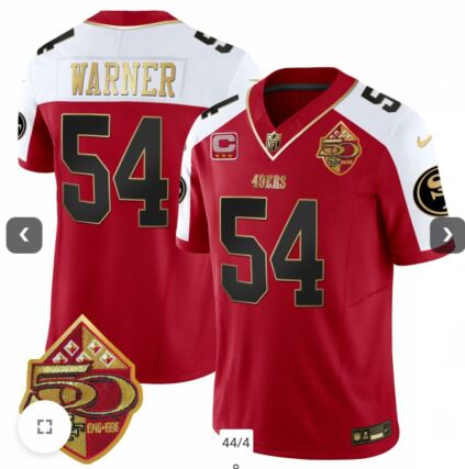 Nike San Francisco 49ers #54 Fred Warner Red Thanksgiving 50th jersey