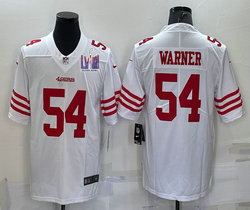 Nike San Francisco 49ers #54 Fred Warner White With 2024 Super Bowl (LVIII ) patch Jersey