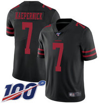 Nike San Francisco 49ers #7 Colin Kaepernick 100th Season Black Vapor Untouchable With Team Patch Authentic Stitched NFL Jersey