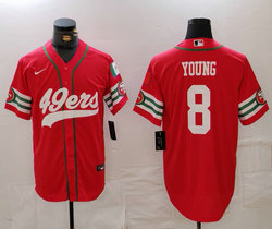 Nike San Francisco 49ers #8 Steve Young Red Joint 2024 Authentic Stitched baseball jersey