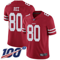 Nike San Francisco 49ers #80 Jerry Rice 100th Season Red Vapor Untouchable With Team Patch Authentic Stitched NFL Jersey