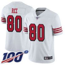 Nike San Francisco 49ers #80 Jerry Rice 100th Season White Vapor Untouchable Authentic Stitched NFL Jersey