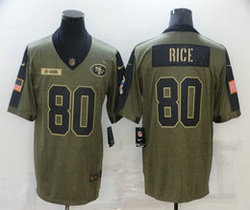 Nike San Francisco 49ers #80 Jerry Rice 2021 salute to service Authentic Stitched NFL Jersey