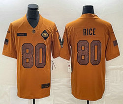 Nike San Francisco 49ers #80 Jerry Rice 2023 Brown Salute To Service Authentic Stitched NFL Jersey