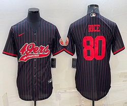 Nike San Francisco 49ers #80 Jerry Rice Black Joint Adults Stripe baseball Jersey