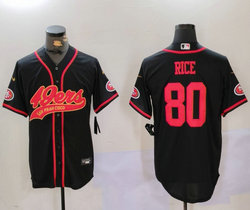 Nike San Francisco 49ers #80 Jerry Rice Black Joint Gold font Authentic Stitched baseball jersey