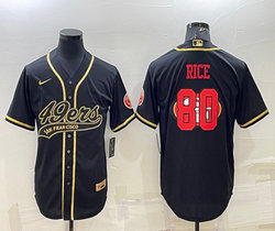 Nike San Francisco 49ers #80 Jerry Rice Black Joint Team Logo Authentic Stitched baseball jersey